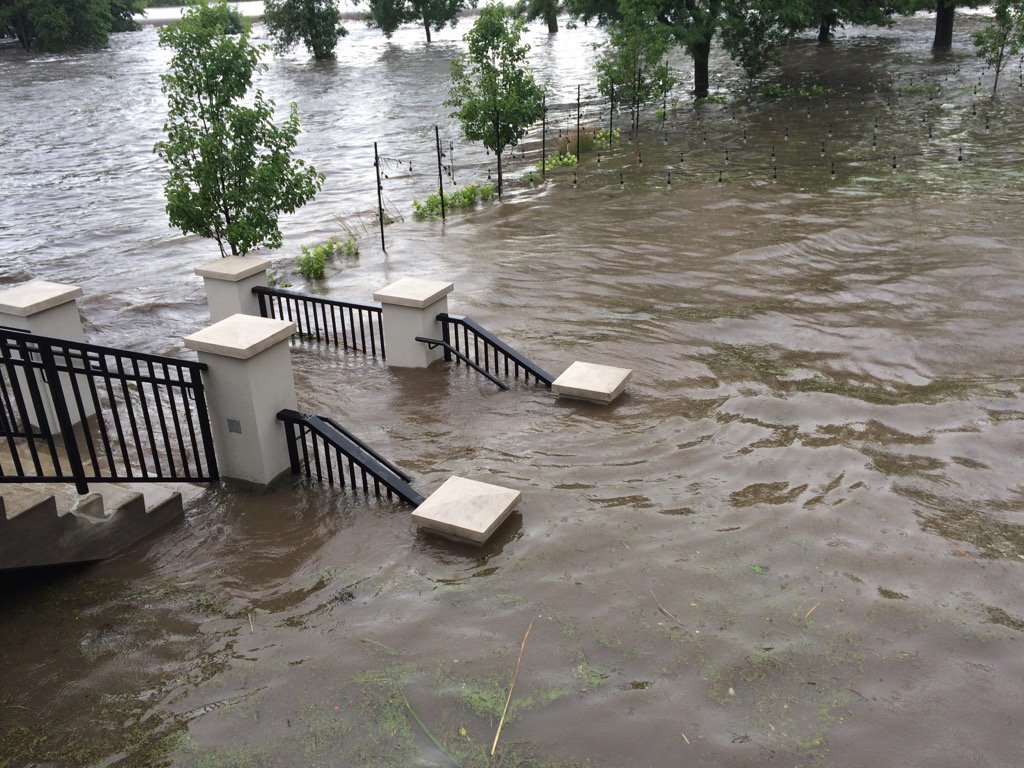 A wedding set for Sat. on this flooded plaza in Burlington.