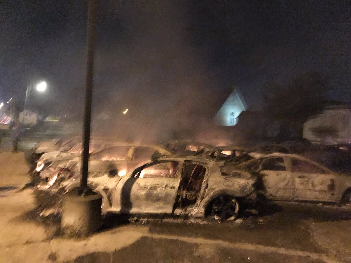 Multiple fires continue to burn in Kenosha overnight as we enter the second day of protests. Street lights along Sheridan Rd are down and businesses along this stretch are still smoldering.