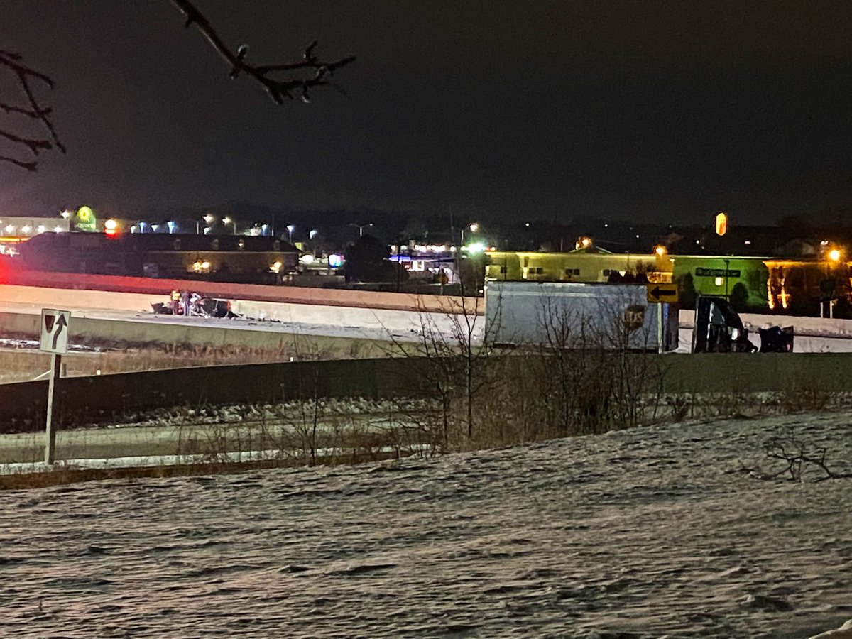 I94/I41SB closed due to a fatal crash near Hwy 50. A car is up against the guardrail with severe damage. White tarp placed over vehicle. Small semi off to the side about 50 ft in front of car with minor damage. Use frontage roads as alternate. 