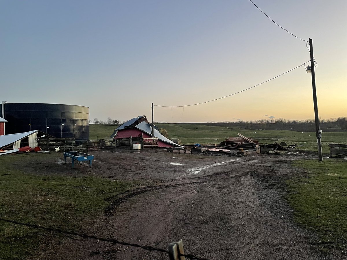 Beyl's farm just North of St. Croix Falls seemed to take the brunt of the damage. As of 9PM, power crews from NW Wisconsin Electric were still trying to restore power along Hwy 87