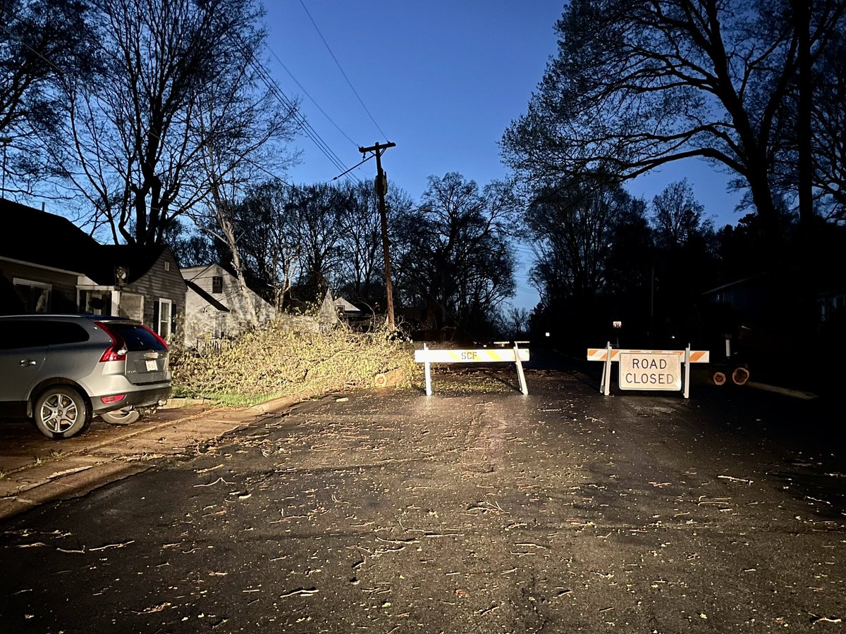 Just down the road in St. Croix Falls, this is the scene off of Main Street where trees are down and barricades are up. Neighbors tell this happened when storms rolled through around 5pm. Power is out in a good chunk of the town