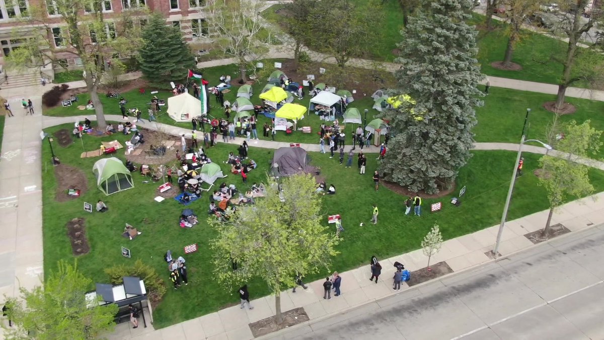 As pro-Palestine protests continue at colleges around the nation, some students at @UWM woke up in tents on campus Tuesday. It's unclear what the school is planning to do about students camping out - which is against school police