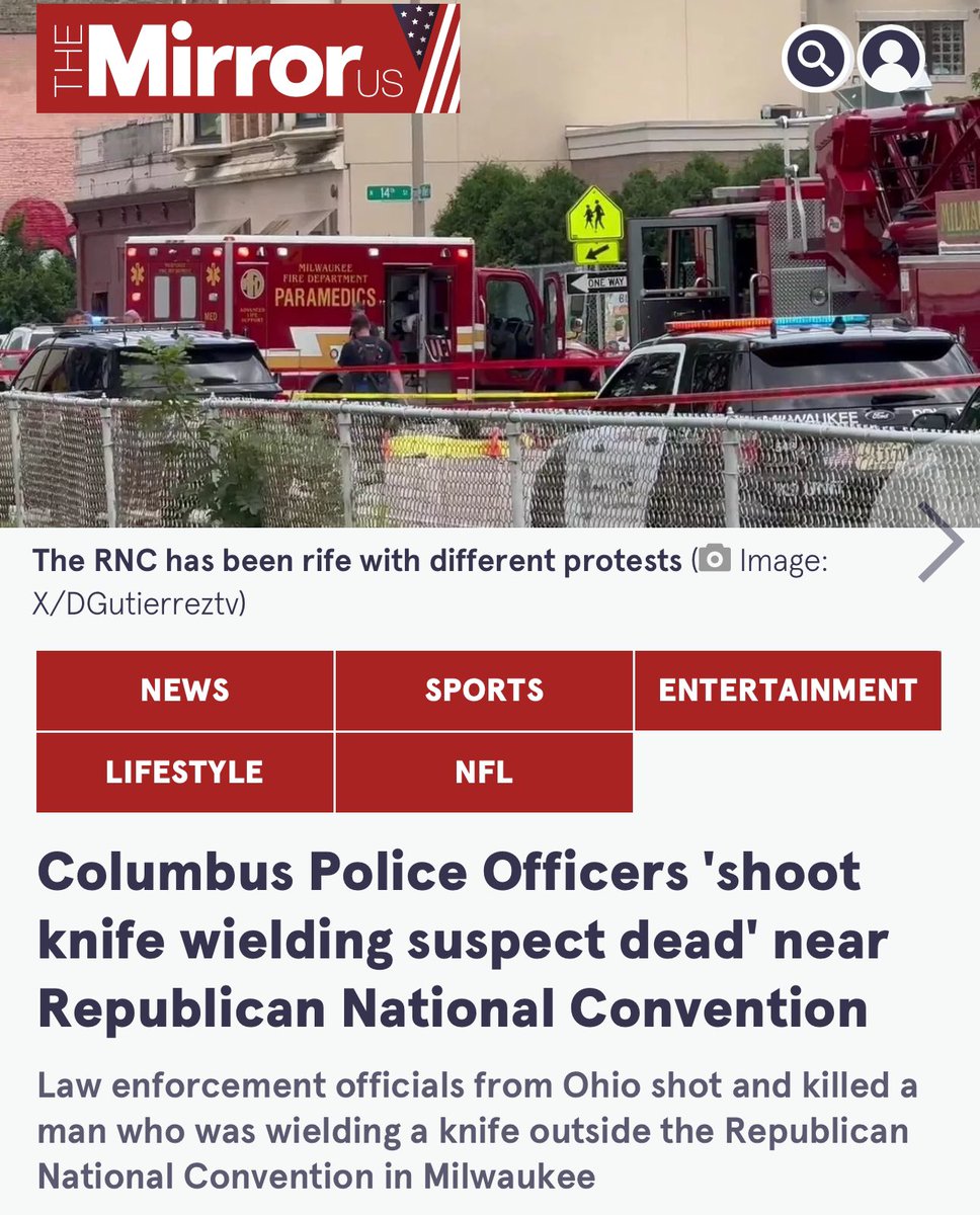 Columbus police officers reportedly shot and killed a knife-wielding suspect at 14th and Vliet near the secure zone of the Republican National Convention in Milwaukee